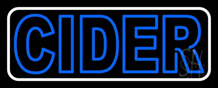 Double Stroke Blue Cider With White Border Neon Sign