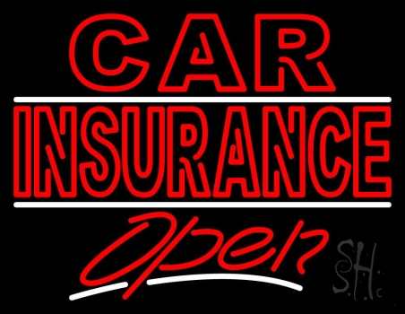 Double Stroke Car Insurance Open Neon Sign