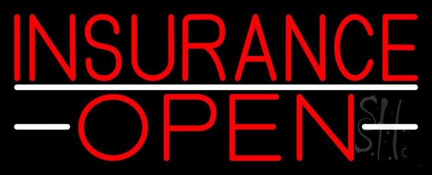 Insurance Open White Line Neon Sign