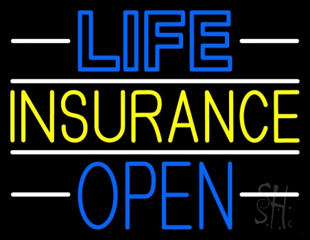 Life Insurance Open Block Neon Sign