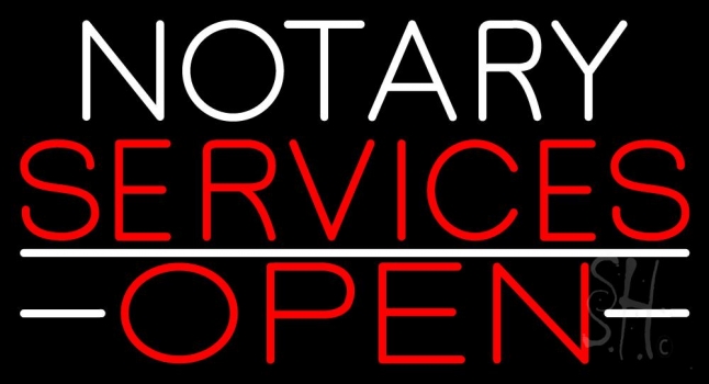 Notary Services Open Neon Sign