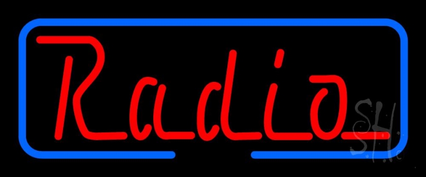 Radio With Blue Border Neon Sign