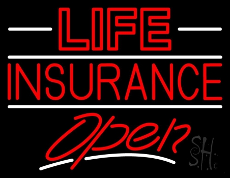 Red Life Insurance Open Neon Sign