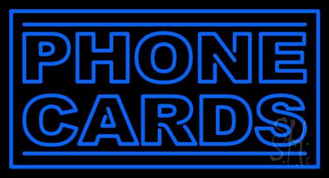 Blue Phone Cards Neon Sign