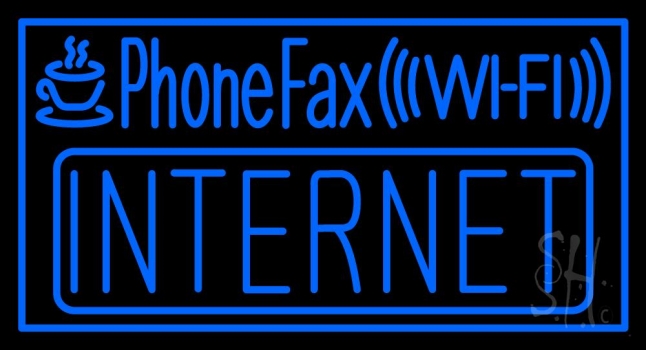 Phone Fax Wifi Internet Neon Sign