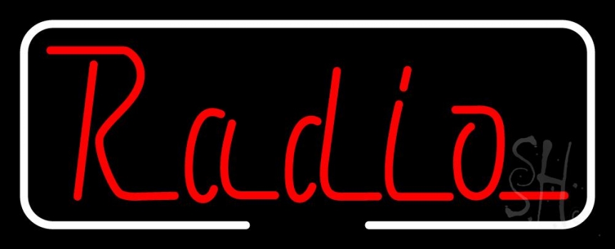 Radio Open With White Border Neon Sign
