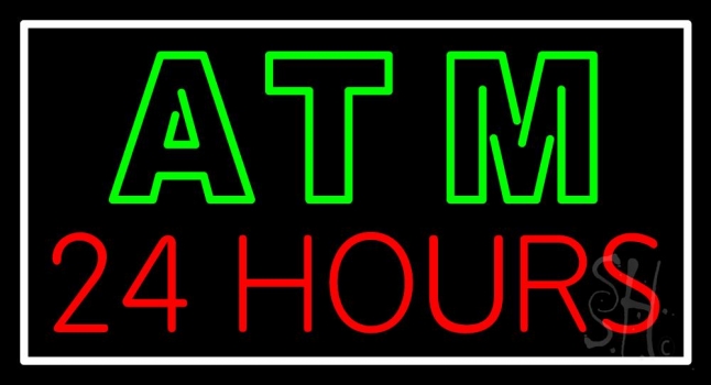Atm 24 Hrs 2 Neon Sign