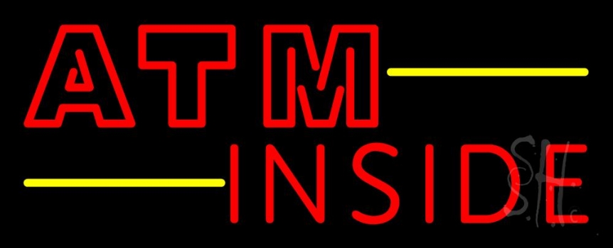 Red Atm Inside Neon Sign