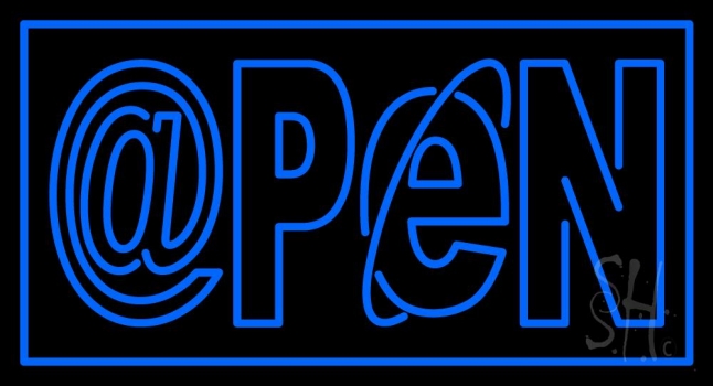 Blue Internet Open Neon Sign