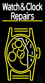 Watch And Clock Repairs With Logo Neon Sign