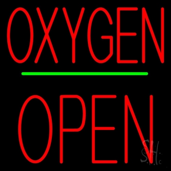 Oxygen Block Open Green Line Neon Sign