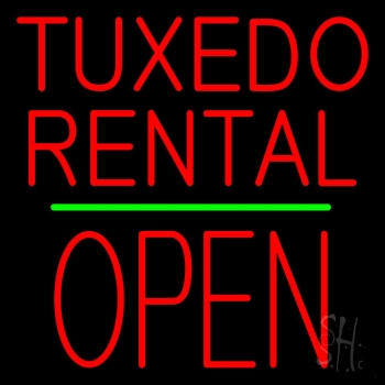 Tuxedos Rental Block Open Green Line Neon Sign