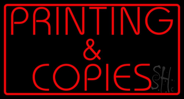 Printing And Copies Neon Sign