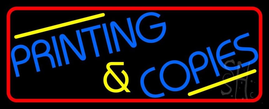 Printing And Copies With Border Neon Sign