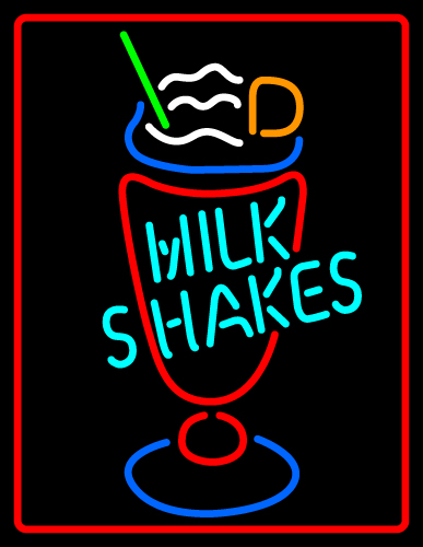 Milk Shakes Inside Glass With Border Neon Sign