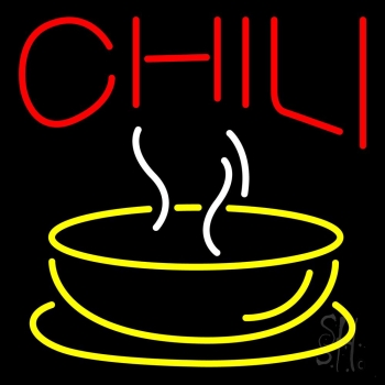 Red Chili With Bowl Logo Neon Sign