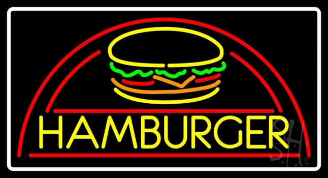 Yellow Hamburger Block Logo Neon Sign