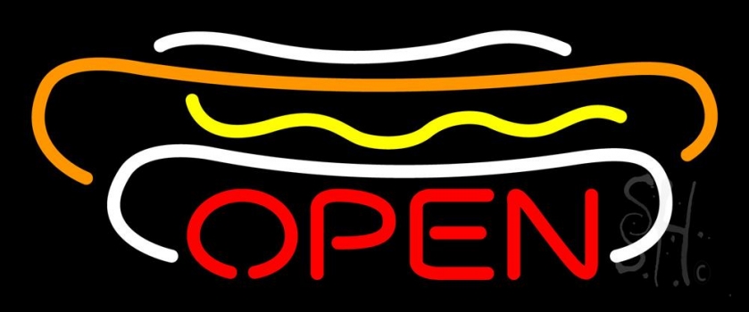 Hot Dogs Open Neon Sign