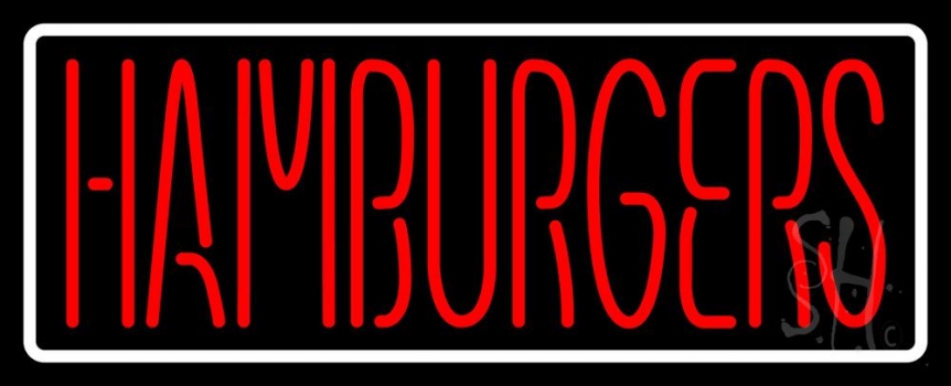 Humburgers With White Border Neon Sign