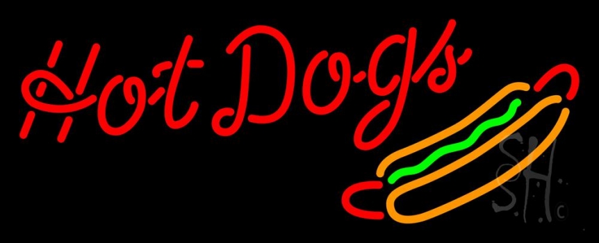 Cursive Red Hotdogs Neon Sign