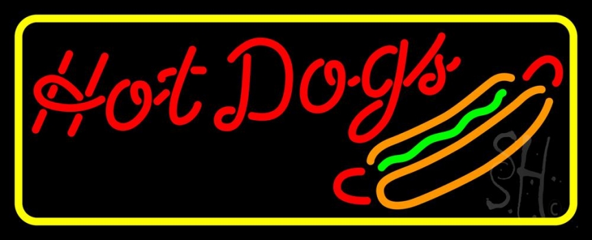 Cursive Red Hotdogs With Border Neon Sign