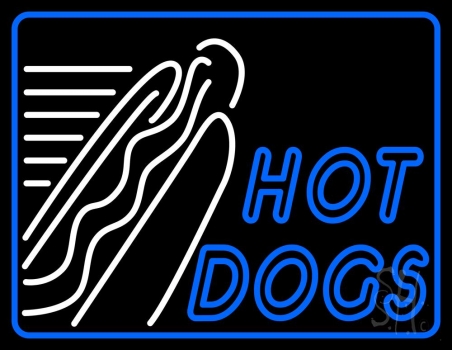 Double Stroke Hot Dogs With Border Neon Sign