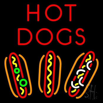 Red 3 Hot Dogs Neon Sign