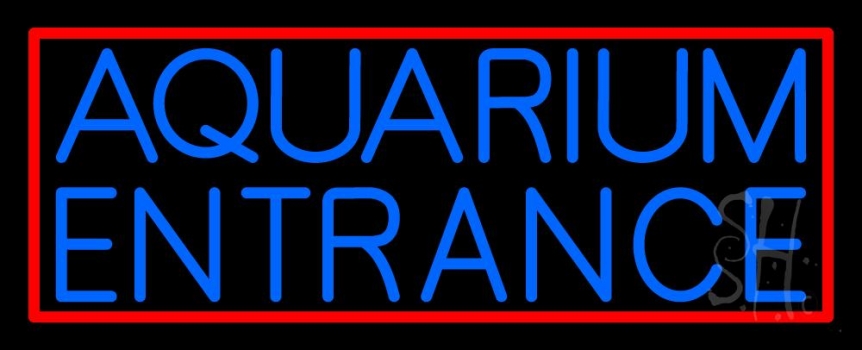 Blue Aquarium Red Border Neon Sign