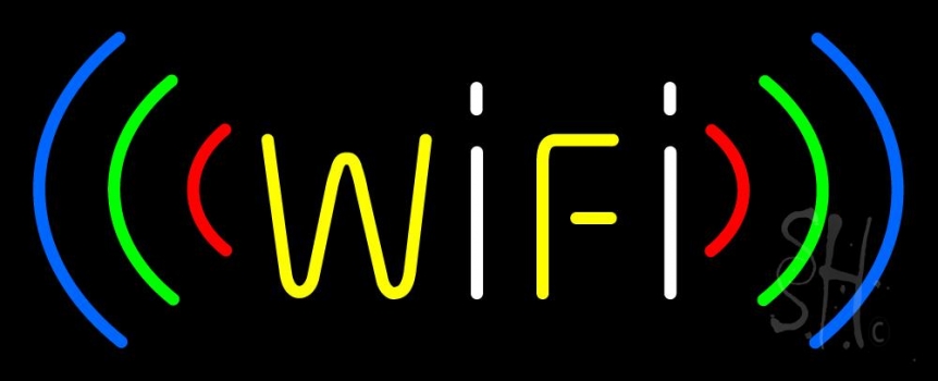 Blue Wifi Hot Spot Block 1 Neon Sign