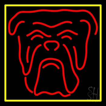 Red Bull Dog Yellow Border Neon Sign
