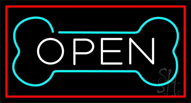 Dog Bone Open 1 Neon Sign