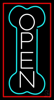 Dog Bone Vertical Open 1 Neon Sign