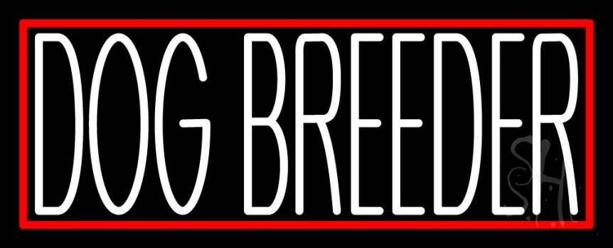 White Dog Breeder Red Rectangle Neon Sign