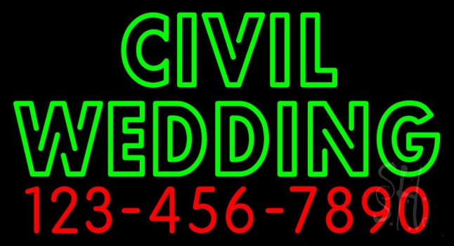 Double Stroke Civil Wedding With Number Neon Sign
