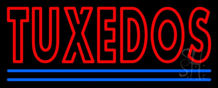 Double Stroke Tuxedos With Blue Lines Neon Sign