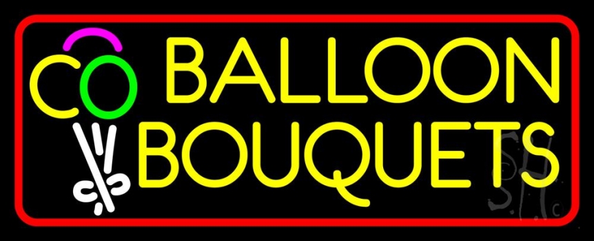 Red Border Balloon Bouquets Neon Sign