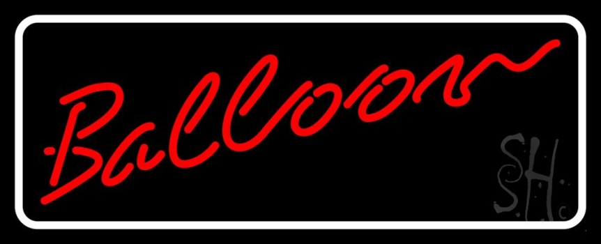 White Border Balloon Cursive Neon Sign