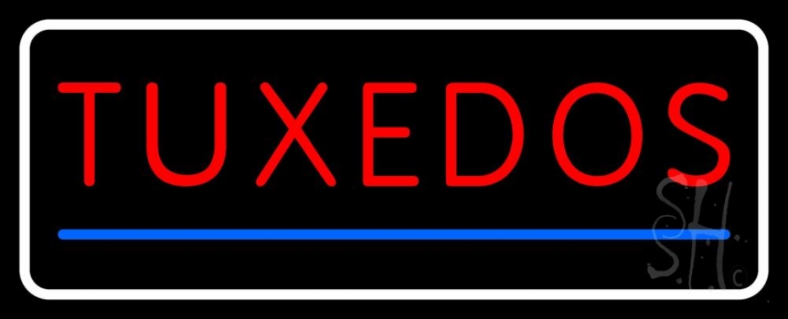 White Border Tuxedos Blue Line Neon Sign