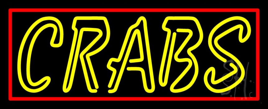 Yellow Crab Logo Red Border Neon Sign