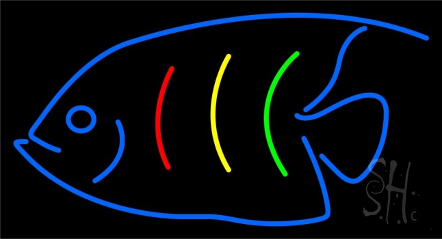 Blue Fish Logo Neon Sign