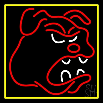 Bull Dog Yellow Border Neon Sign