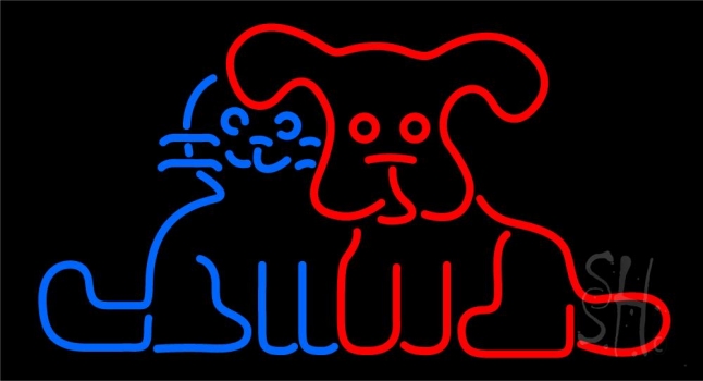 Dog Cat Logo Neon Sign