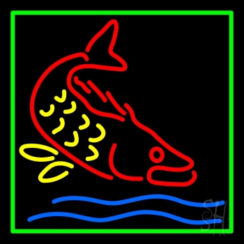 Fish Green Border 1 Neon Sign