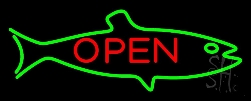 Fish Logo Open Neon Sign