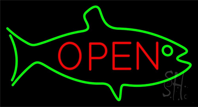 Fish Logo Open 2 Neon Sign