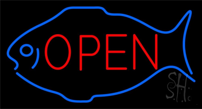 Fish Open Red 1 Neon Sign