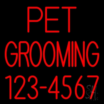 Pet Grooming With Phone Number Neon Sign
