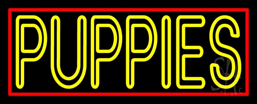 Puppies Purple 1 Neon Sign