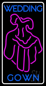 White Border Wedding Gown Logo Neon Sign