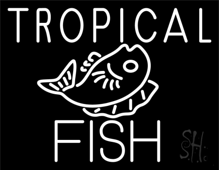 White Tropical Fish Logo Neon Sign
